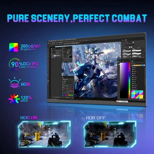 Alt view image 4 of 7 - 24.5 Inch 300hz 240hz, FHD 1080P Gaming Monitor for FPS PC Gaming Fast IPS, DisplayPort x2, HDMI x2, HDR, FreeSync, 120% sRGB, Audio Jack, VESA Support, Desktop Compatible(ES-G25X1 PRO)