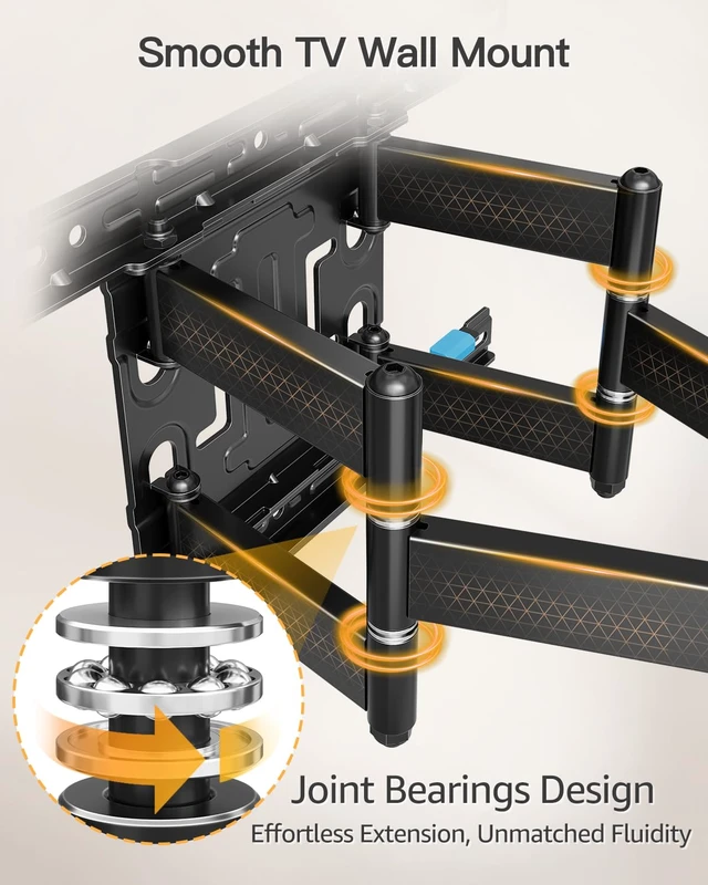 Alt view image 3 of 7 - Ultra Slim TV Mount for 37-90" TVs, Max VESA 600x400, 132 lbs. 1.1in low profile space-saving design, swivel & tilt function, fits 12/16 inch wall studs for large TVs