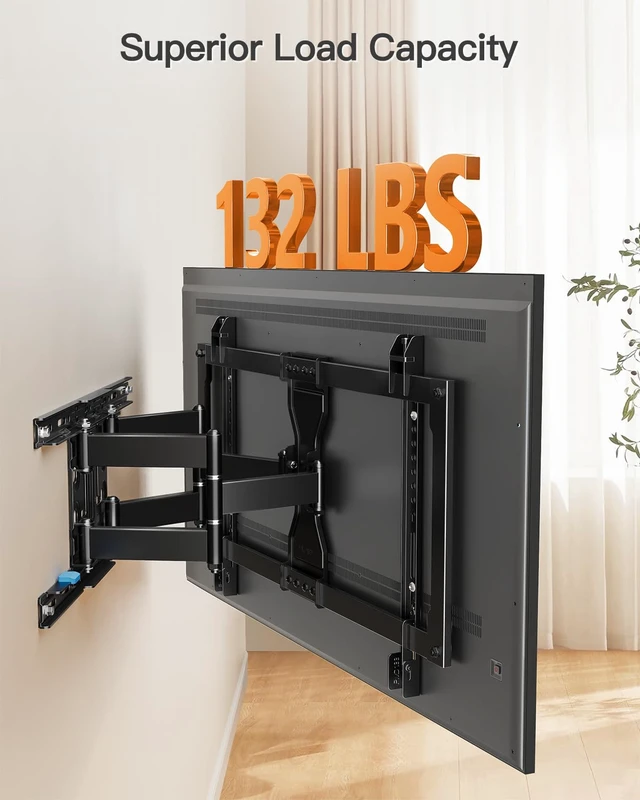 Alt view image 6 of 7 - Ultra Slim TV Mount for 37-90" TVs, Max VESA 600x400, 132 lbs. 1.1in low profile space-saving design, swivel & tilt function, fits 12/16 inch wall studs for large TVs