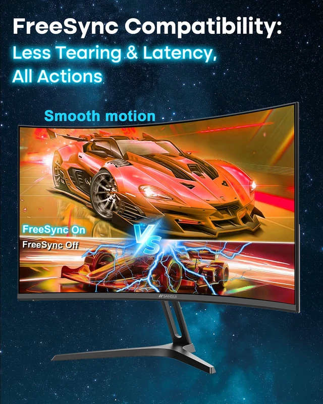 Alt view image 5 of 7 - 24 Inch Curved 240Hz Gaming Monitor FHD 1080P, 1500R Curved Computer Monitor, 124%sRGB, 3000:1 Contrast Ratio, HDR, FreeSync, MPRT 1Ms, Low Blue Light, HDMI DP ports.(ES-G24C1 PRO DP Cable Incl)
