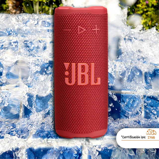 Alt view image 2 of 7 - Grip Portable Bluetooth Speaker, Waterproof, Ambient Light - Red Up to 14 Hr Playtime, AI Sound Boost, IP68 Waterproof And Dustproof, Drop-Proof, App Control, Ideal For Outdoor And Travel