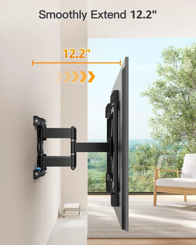 Alt view image 7 of 7 - Ultra Slim TV Mount for 37-90" TVs, Max VESA 600x400, 132 lbs. 1.1in low profile space-saving design, swivel & tilt function, fits 12/16 inch wall studs for large TVs