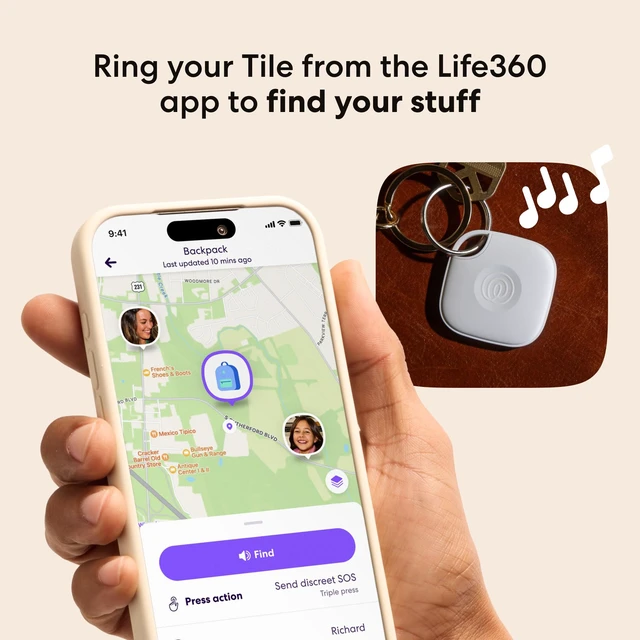 Alt view image 3 of 6 - Tile - Bluetooth Tracker, Keys Finder and Item Locator for Keys, Bags and More. Phone Finder. Both iOS and Android Compatible. 1-Pack (White)