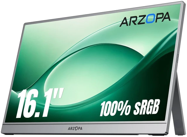 Main image of 16.1" Portable Monitor Gray, 100% sRGB FHD 1080P Kickstand -Z1C Gray Portable Laptop Monitor High Color Gamut Display IPS Eye Care Screen for High-end Office & Entertainment