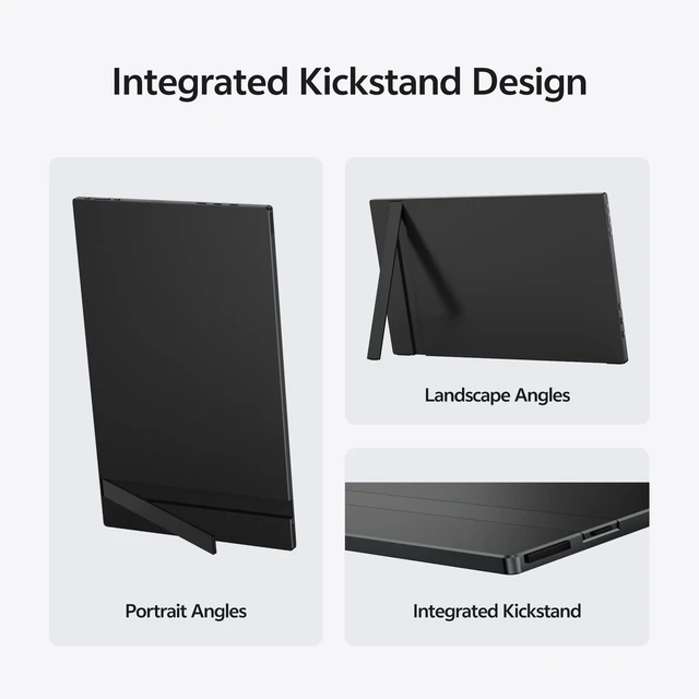 Alt view image 4 of 7 - 16.1" Portable Monitor, 100% sRGB FHD 1080P Kickstand -Z1C Portable Laptop Monitor High Color Gamut Display IPS Eye Care Screen for High-end Office & Entertainment