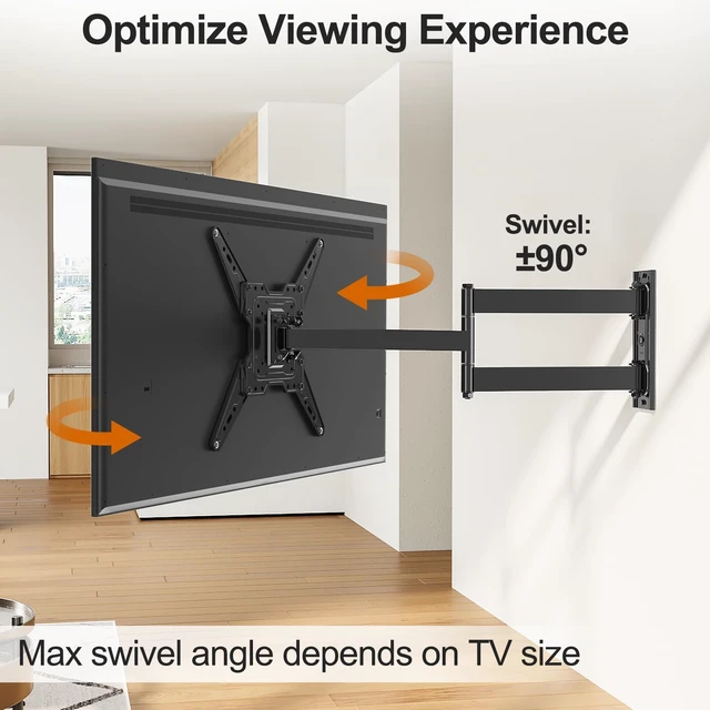 Alt view image 3 of 7 - 31.3in Long Arm TV Mount for 32-65" TVs, Max VESA 400x400, 99 lbs. Full motion swivel & tilt design, ultra long extension wall bracket, sturdy hardware for household flat screen televisions