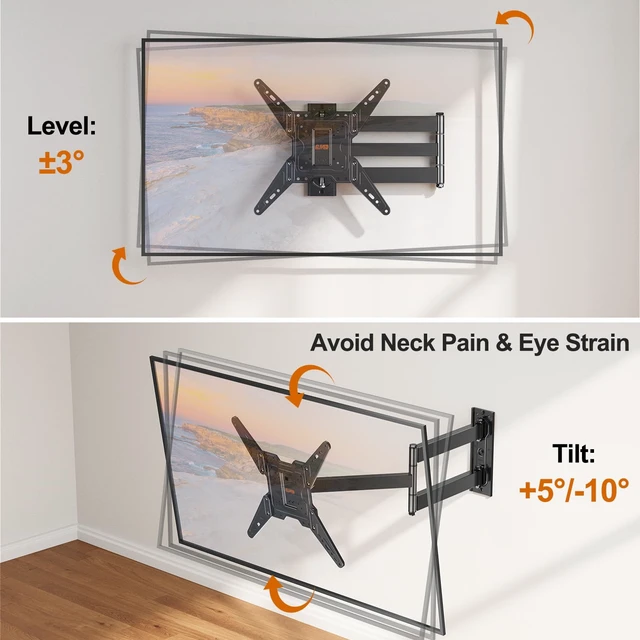 Alt view image 4 of 7 - 31.3in Long Arm TV Mount for 32-65" TVs, Max VESA 400x400, 99 lbs. Full motion swivel & tilt design, ultra long extension wall bracket, sturdy hardware for household flat screen televisions