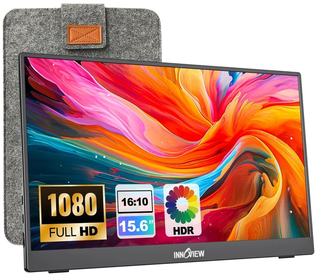 Main image of 15.6'' Portable Monitor for Laptop FHD 1080P USB-C Travel Monitors Built-in 90° Adjustable Stand Without Bag, HDR IPS Portable Laptop Monitor for MacBook PC Phone Xbox PS4/5 Switch