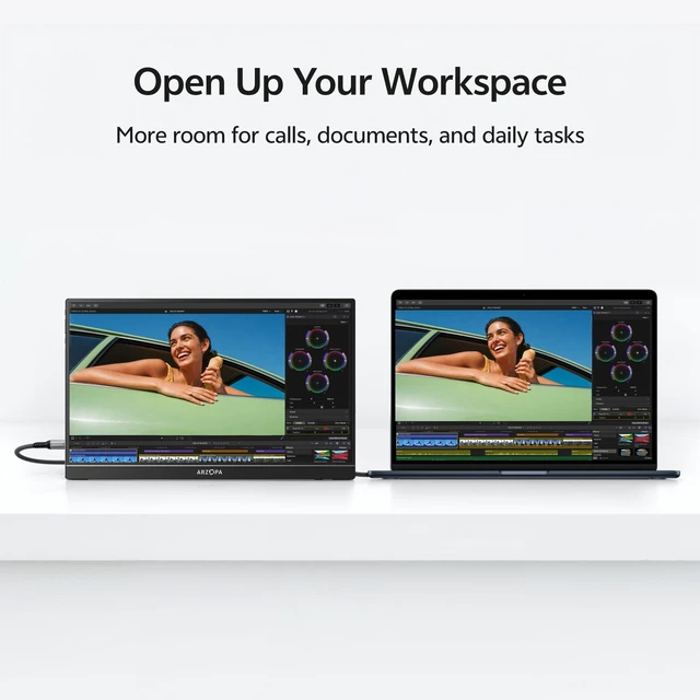 Alt view image 2 of 7 - 16.1" Portable Monitor, 100% sRGB FHD 1080P Kickstand -Z1C Portable Laptop Monitor High Color Gamut Display IPS Eye Care Screen for High-end Office & Entertainment