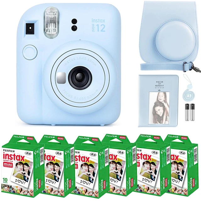 Main image of Instax Mini 12 Instant Camera Pastel Blue & 60 Fuji Film Sheets Bundle with Sturdy Tiger Accessories, Carrying Case and 64-Pocket Photo Album