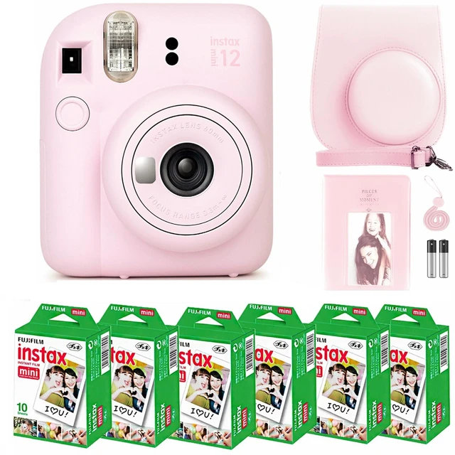 Main image of Instax Mini 12 Instant Camera Blossom Pink & 60 Fuji Film Sheets Bundle with Sturdy Tiger Accessories, Carrying Case and 64-Pocket Photo Album