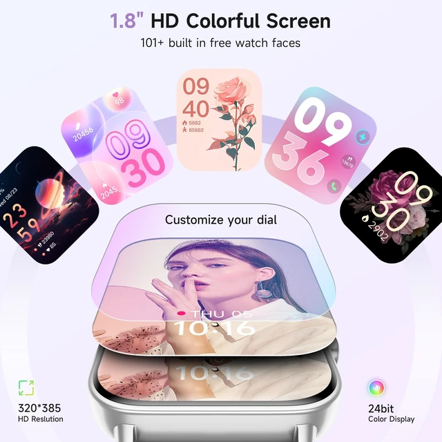 Alt view image 5 of 7 - Smart Watches for Women for Android & iPhone, Alexa Built-in, 1.8" Smartwatch with Heart Rate/SpO2/Sleep/Stress, IP68 Waterproof Fitness Tracker, 101+ Sports Modes, Purple