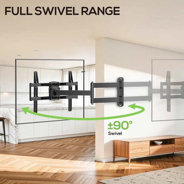 Alt view image 5 of 7 - Corner TV Wall Mount with 32.05" Long Arm for 32-75 Inch TVs up to 100 lbs, Full Motion TV Wall Mount Bracket with Swivel and Tilt, Max VESA 600x400mm fit Most 32 40 50 55 60 65 70 75TVs