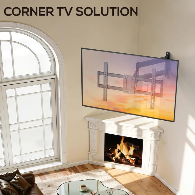 Alt view image 6 of 7 - Corner TV Wall Mount with 32.05" Long Arm for 32-75 Inch TVs up to 100 lbs, Full Motion TV Wall Mount Bracket with Swivel and Tilt, Max VESA 600x400mm fit Most 32 40 50 55 60 65 70 75TVs