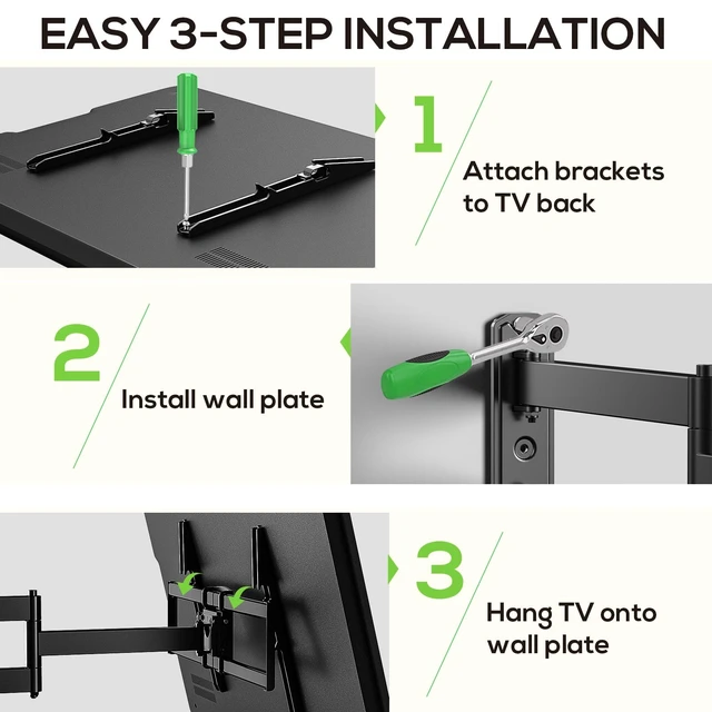 Alt view image 7 of 7 - Corner TV Wall Mount with 32.05" Long Arm for 32-75 Inch TVs up to 100 lbs, Full Motion TV Wall Mount Bracket with Swivel and Tilt, Max VESA 600x400mm fit Most 32 40 50 55 60 65 70 75TVs