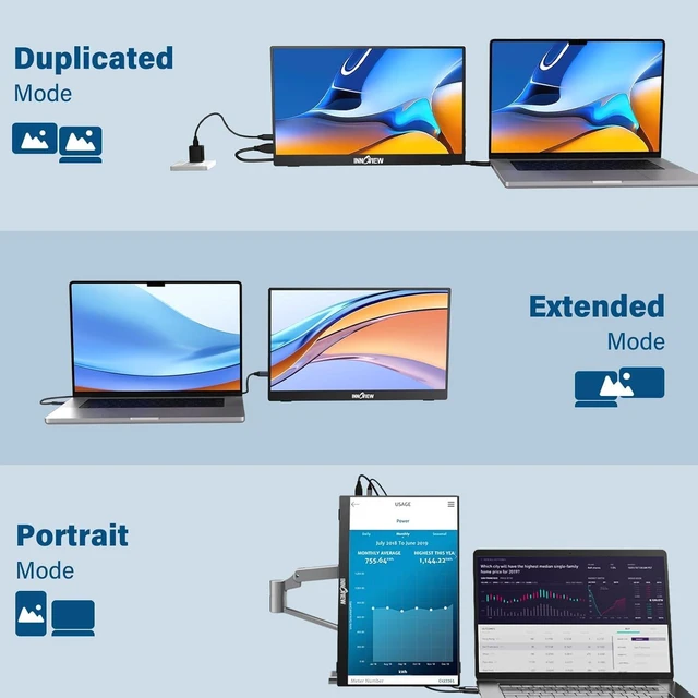 Alt view image 3 of 7 - 15.6'' Portable Monitor for Laptop FHD 1080P USB-C Travel Monitors Built-in 90° Adjustable Stand Without Bag, HDR IPS Portable Laptop Monitor for MacBook PC Phone Xbox PS4/5 Switch