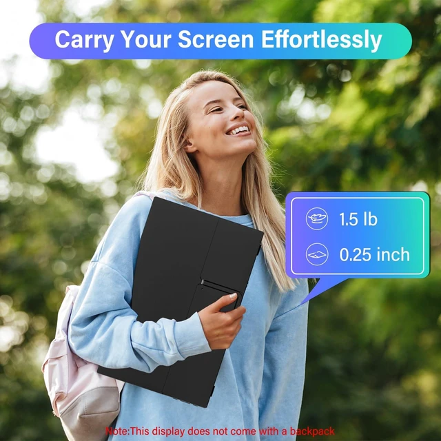 Alt view image 5 of 7 - 15.6'' Portable Monitor for Laptop FHD 1080P USB-C Travel Monitors Built-in 90° Adjustable Stand Without Bag, HDR IPS Portable Laptop Monitor for MacBook PC Phone Xbox PS4/5 Switch