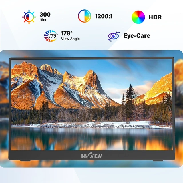 Alt view image 2 of 7 - 15.6'' Portable Monitor for Laptop FHD 1080P USB-C Travel Monitors Built-in 90° Adjustable Stand Without Bag, HDR IPS Portable Laptop Monitor for MacBook PC Phone Xbox PS4/5 Switch