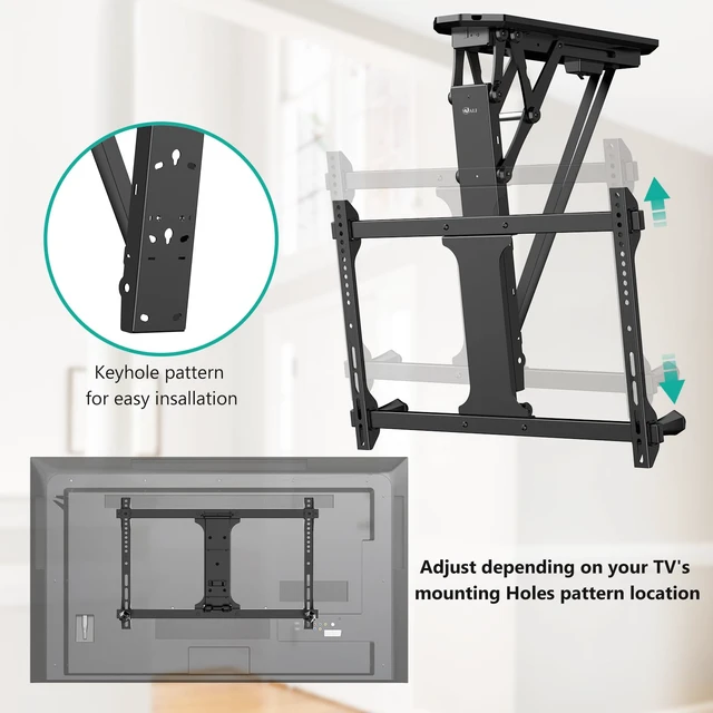 Alt view image 4 of 7 - Motorized Ceiling TV Mount for 32-70 inch TVs, Remote and APP Control Electric Flip Down TV Bracket, Fits Flat Pitched Vaulted Roof, Full Motion with Tilt, Swivel, Max VESA 600x400mm (FCM604)