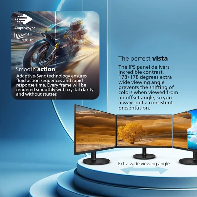 Alt view image 3 of 6 - 24 Inch Computer Monitor FHD 120Hz IPS, 24E2N2100 1920×1080 LED Monitor, HDMI 1.4, VGA, VESA, Adaptive Sync, Flicker-Free, Low Blue Light, 4yr Advance Replacement