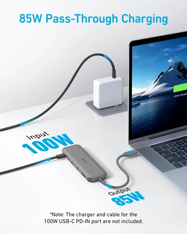 Alt view image 3 of 7 - USB C Hub, 5-in-1 USBC to HDMI Splitter with 4K Display 85W Max PD, 1 Powered USB-C 5Gbps & 2 Powered USB-A 3.0 5Gbps Data Ports, for MacBook Pro, MacBook Air, Dell and More (Grey)