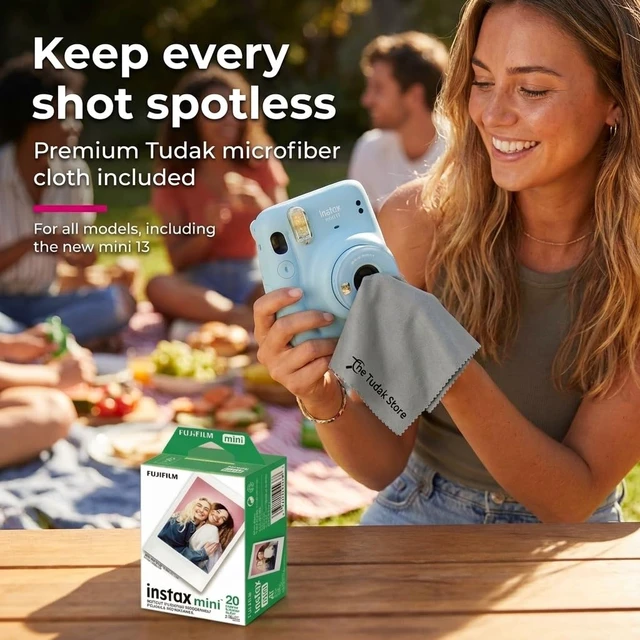 Alt view image 3 of 7 - Instax Mini Instant Film, 20 Sheets White Daylight ISO 800 for Instax Mini 13, 12, 11, 41 Cameras Bundeld with The Tudak Store Microfiber Cleaning Cloth