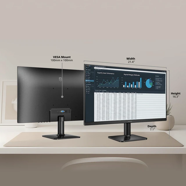 Alt view image 4 of 6 - 24 Inch Computer Monitor FHD 120Hz IPS, 24E2N2100 1920×1080 LED Monitor, HDMI 1.4, VGA, VESA, Adaptive Sync, Flicker-Free, Low Blue Light, 4yr Advance Replacement