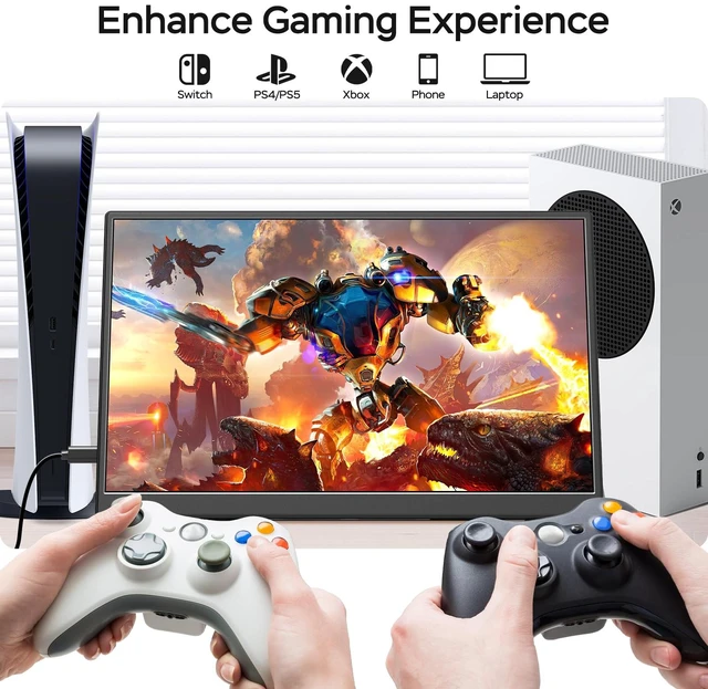 Alt view image 5 of 7 - 14 inch Portable Monitor 1200P FHD+ 100% sRGB Travel Display HDMI/USB-C Compatible with Laptops, Desktops, Phones, PS, Mac, Xbox, Switch, and Other Gaming Devices Includes Stand and Speakers VESA
