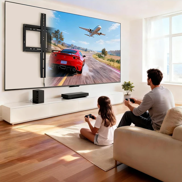 Alt view image 7 of 7 - Heavy Duty Fixed TV Wall Mount for 48-120 Inch Flat Screen Max VESA 800x600mm, Holds up to 264 lbs, Fits 8-28" Wood Stud, Low-Profile Flush TV Bracket for Extra Large Smart TVs, HV8801