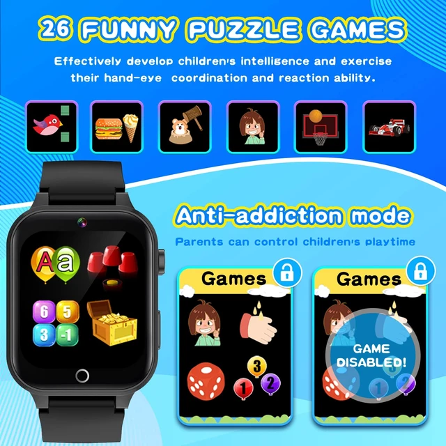 Alt view image 4 of 7 - Smart Watch for Kids with 26 Puzzle Games HD Touchscreen Camera Video Music Player Habit Tracking Pedometer Alarm Flashlight 12/24 hr Educational Toys Birthday Gift for Girls Boys Ages 8 9 10