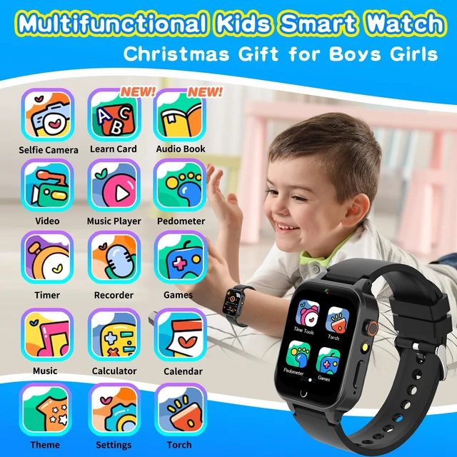 Alt view image 2 of 7 - Smart Watch for Kids with 26 Puzzle Games HD Touchscreen Camera Video Music Player Habit Tracking Pedometer Alarm Flashlight 12/24 hr Educational Toys Birthday Gift for Girls Boys Ages 8 9 10