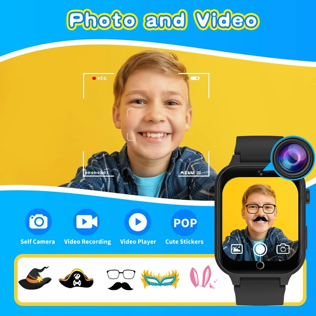 Alt view image 3 of 7 - Smart Watch for Kids with 26 Puzzle Games HD Touchscreen Camera Video Music Player Habit Tracking Pedometer Alarm Flashlight 12/24 hr Educational Toys Birthday Gift for Girls Boys Ages 8 9 10