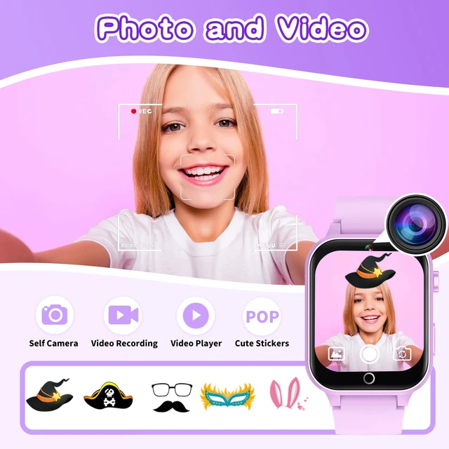 Alt view image 3 of 7 - Kids Smart Watches Girls Age 5-12, 26 Games High-Resolution Touchscreen Kids Watch with Video Camera Music Player Pedometer Flashlight 12/24 hr Educational Toys Birthday Gifts for Girls Ages 6 7 8