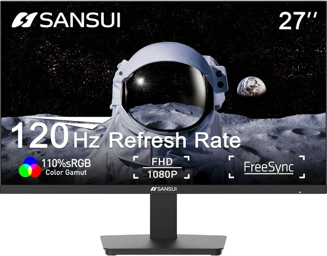 Main image of 27 Inch Monitor,120Hz Computer Monitor Full HD 1920 x 1080P with HDMI DP Ports, 40001 Contrast, 110% sRGB, Eye Care, Frameless, 100 x 100mm VESA Mountable, for Work, Business, Gaming
