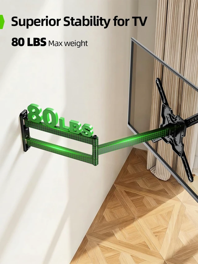 Alt view image 6 of 7 - Long Arm TV Wall Mount for Most 32-65 Inch TVs, 29 Inch Long Extension TV Mount Swivel and Tilt, Full Motion Corner Wall Mount Tv Bracket Fit Max VESA 400 x 400mm, Up to 80 lbs