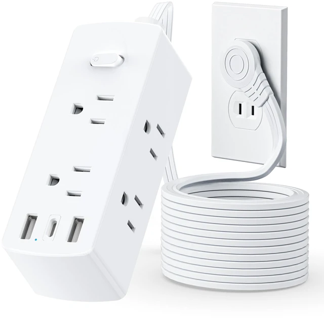 Main image of 2 Prong Flat Plug Power Strip, 2 Prong to 3 Prong Outlet Adapter, 5 FT Flat Extension Cord with 6 Outlets 3 USB Ports(1 USB C), US to Japan Plug Adapter