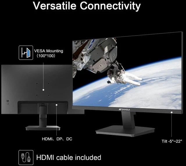 Alt view image 4 of 7 - 27 Inch Monitor,120Hz Computer Monitor Full HD 1920 x 1080P with HDMI DP Ports, 40001 Contrast, 110% sRGB, Eye Care, Frameless, 100 x 100mm VESA Mountable, for Work, Business, Gaming