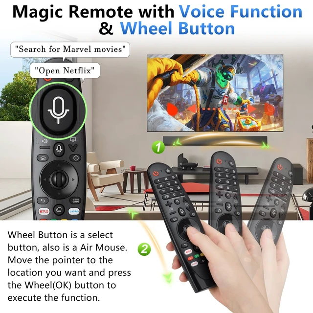 Alt view image 5 of 7 - Voice Magic Remote for LG TV Remote Control Replacement with Battery for LG Magic Remote AKB75855501 MR20GA MR650A Precision Pointing Cursor, Enhanced Voice Control & Scroll Wheel Navigation