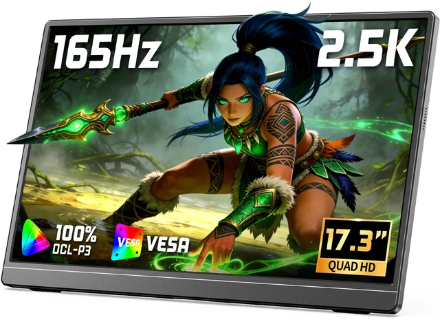 Main image of 17.3" QHD 165Hz USB-C HDMI Gaming Monitor 17.3" QHD 165Hz IPS, slim metal+stand, USB-C/HDMI, for PC/PS5/Xbox/Switch, gaming