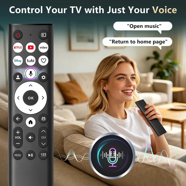 Alt view image 4 of 7 - Replacement-Voice-for-Hisense-Smart-TV-Remote-Control-Universal ERF6A80 Compatible with Hisense Google U6, U7, U8, A7 Series Mini-LED ULED 4K UHD Smart TV, Android TVs