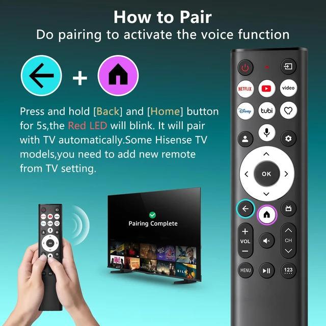 Alt view image 5 of 7 - Replacement-Voice-for-Hisense-Smart-TV-Remote-Control-Universal ERF6A80 Compatible with Hisense Google U6, U7, U8, A7 Series Mini-LED ULED 4K UHD Smart TV, Android TVs