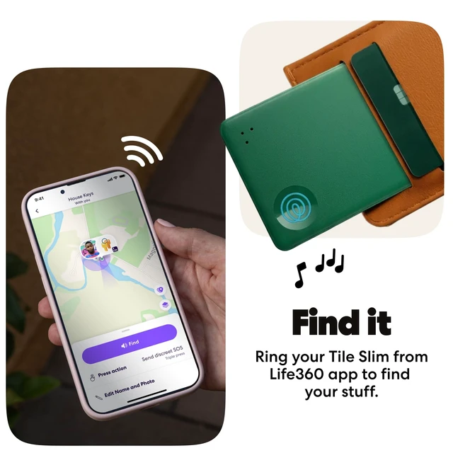 Alt view image 4 of 7 - Tile Slim - Wallet Finder, Bluetooth Tracker and Item Locator for Luggage Tags, Passports and More. Both iOS and Android Compatible. Phone Finder. 1-Pack (Green Surf)