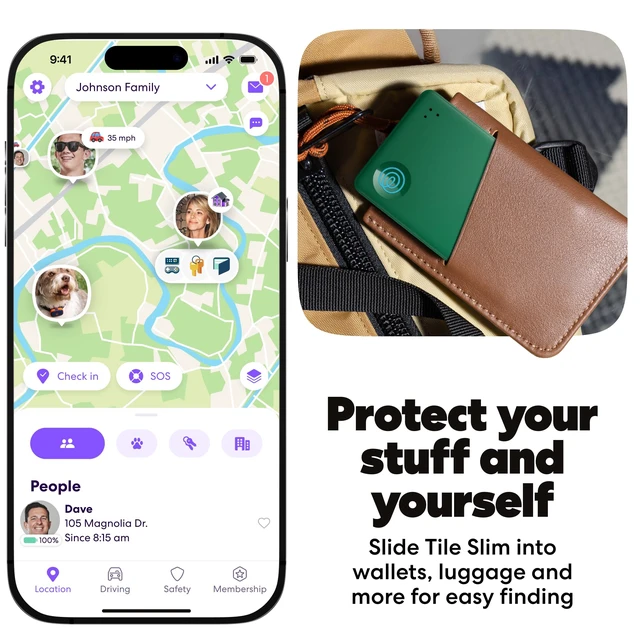 Alt view image 3 of 7 - Tile Slim - Wallet Finder, Bluetooth Tracker and Item Locator for Luggage Tags, Passports and More. Both iOS and Android Compatible. Phone Finder. 1-Pack (Green Surf)