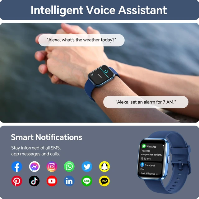 Alt view image 3 of 7 - Smart Watch for Men, 1.85" HD Smart Watches Compatible iPhone/Samsung/Android (Answer/Make), Fitness Tracker Watch with Heart Rate/Sleep/SpO2 Monitor, Smartwatch 3ATM Waterproof 120+ Sport Modes Alexa