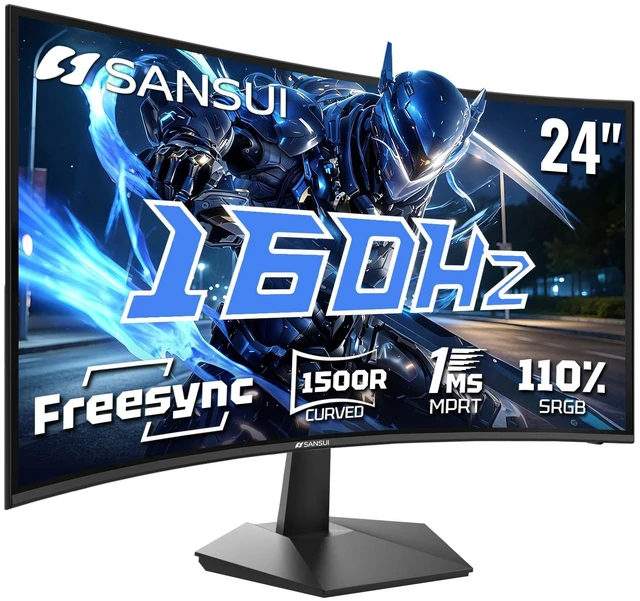 Main image of 24 Inch Curved 160Hz Gaming Monitor,1500R Curved Gaming Monitor FHD 1080P Computer Monitor,MPRT 1ms Fast VA, Freesync,HDR,3000:1, HDMI2.0,DP1.4, VESA Supp.(ES-G24C1L HDMI Cable Incl.)