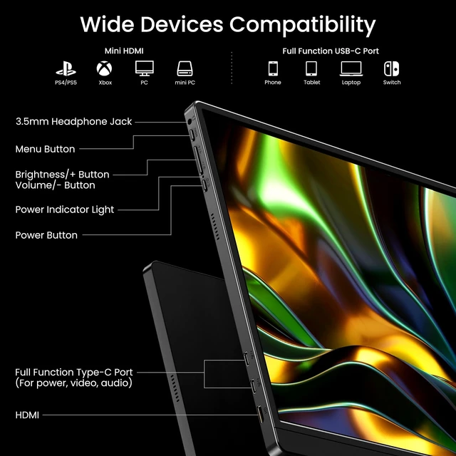 Alt view image 7 of 7 - 17.3" QHD 165Hz USB-C HDMI Gaming Monitor 17.3" QHD 165Hz IPS, slim metal+stand, USB-C/HDMI, for PC/PS5/Xbox/Switch, gaming