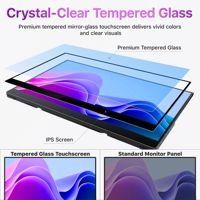 Alt view image 5 of 7 - Portable Monitor Touchscreen 15.6 Inch 1080P FHD 90% sRGB Travel Monitor with Speaker HDMI USB-C Second Screen for Laptop MacBook Surface PC Xbox PS4/5, VESA Mountable, with Touchscreen