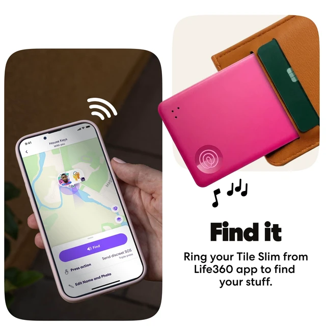 Alt view image 4 of 7 - Tile Slim - Wallet Finder, Bluetooth Tracker and Item Locator for Luggage Tags, Passports and More. Both iOS and Android Compatible. Phone Finder. 1-Pack (Pink Punch)