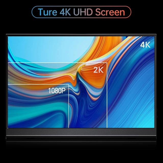 Alt view image 4 of 6 - Portable Monitor 15.6 Inch 4K 60Hz 100% sRGB Ultra-Slim Travel Monitor with Dual Speakers USB-C HDMI Second Screen for Laptop PC Mac Phone Xbox PS4/5 Switch, VESA Kickstand with Cover Stand