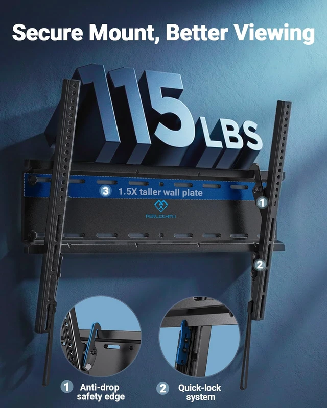 Alt view image 5 of 7 - Tilt TV Wall Mount with LED Light, TV Mount for 2660 Inch TVs up to 115 lbs, Low Profile Backlit TV Bracket with Music Sync, Fits 8/16 Wood Studs, Max VESA 400x400mm, PSTVM74B